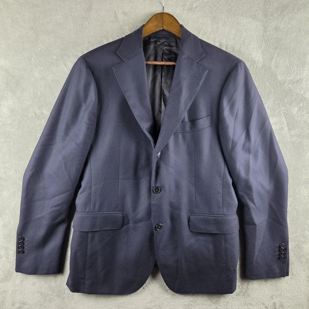 Loro Piana x Boggi Milano Blue Extra Fine Wool Twister Blazer Mens 50R Italy
